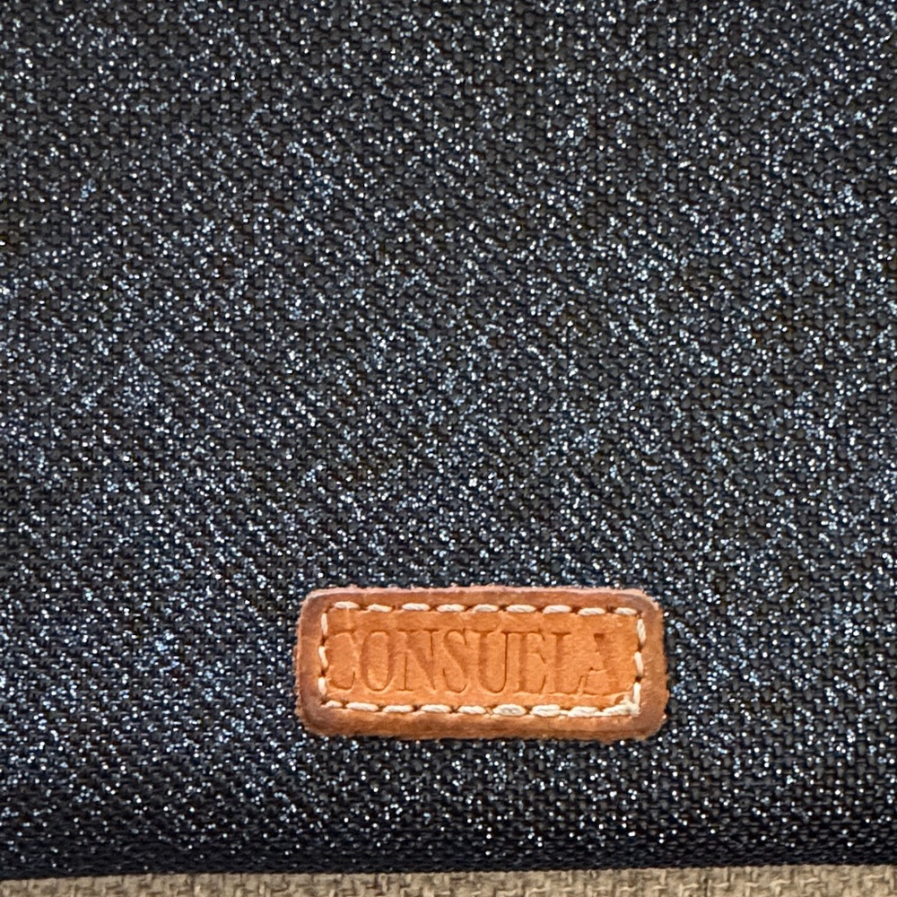 Consuela Blue Glitter Wristlet with Leather Accents - Picture 2 of 5
